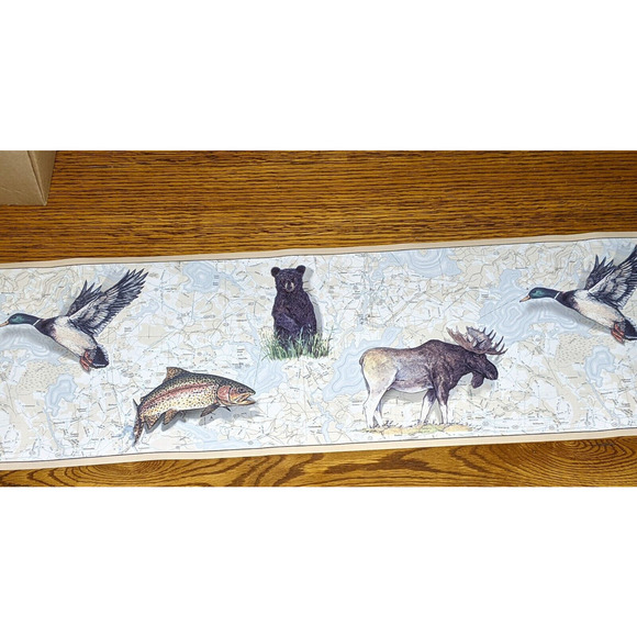 York Wallpaper Border NEW Prepasted Moose Bear Duck Fish Map 2 Rolls/5 Yards Ea - Picture 4 of 6